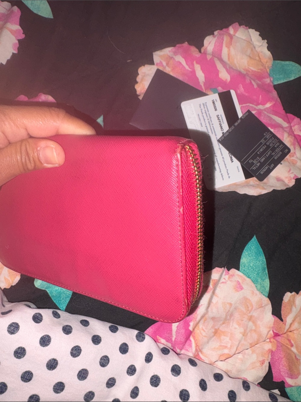 Prada Saffiano Zip-Around Wallet in Peonia Pink with Gold Hardware - Picture 10 of 15